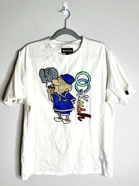 Makobi Men's OG Kush 3D Art Embroidered T-Shirt Short Sleeve Cotton Colorful XL